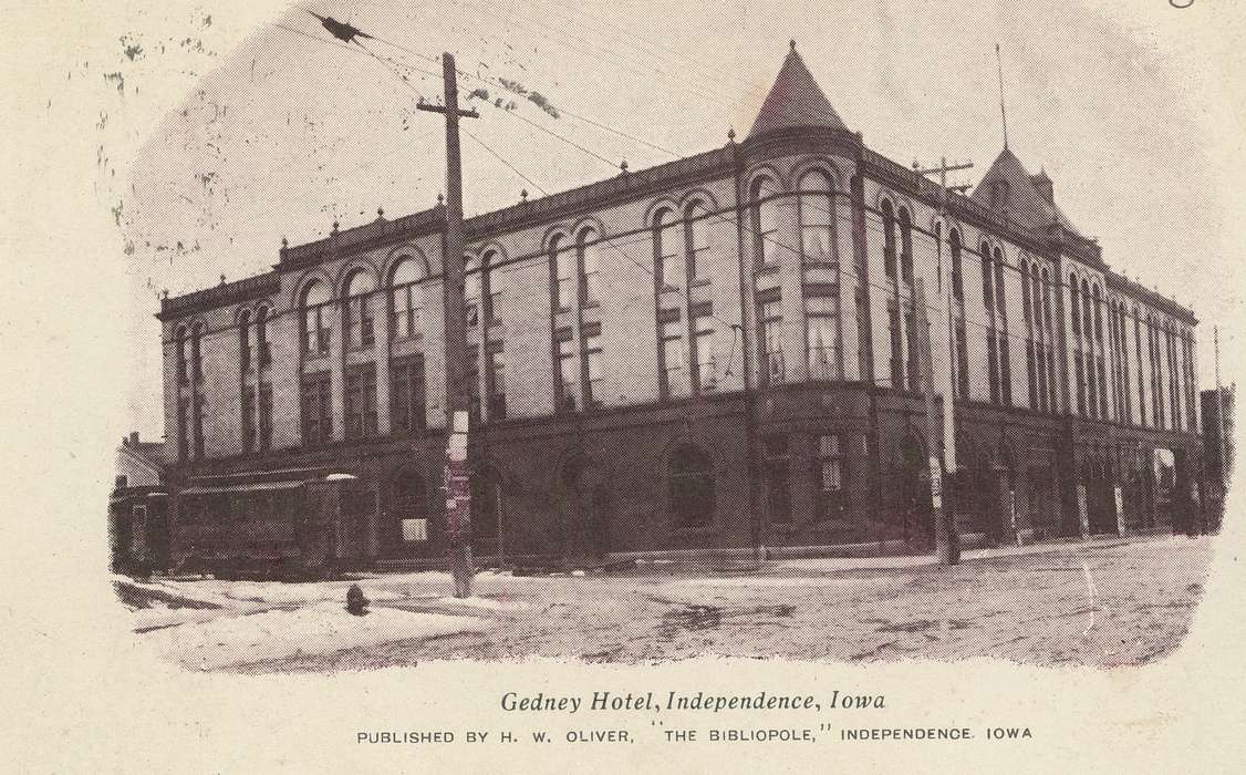Iowa History, Iowa, postcard, street car, Main Streets & Town Squares, Shaulis, Gary, Cities and Towns, history of Iowa