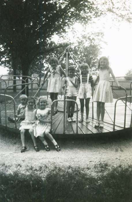 playground, merry-go-round, Grundy County, IA, Children, Iowa History, Vauthier, Elizabeth, Iowa, Leisure, history of Iowa