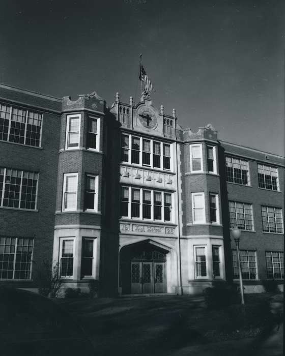 Photos, history, Landscapes, Iowa, correct date needed, american flag, Waverly, Waverly Public Library, historic, United States, Schools and Education, ia, IA, high school, Bremer