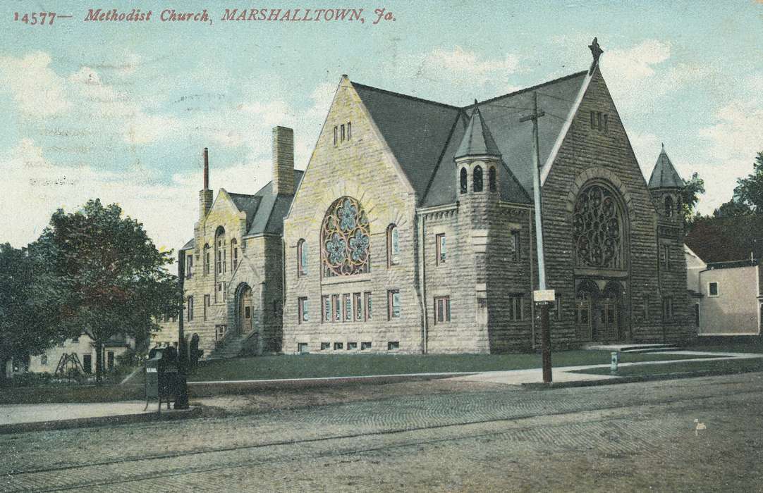 church, Iowa History, postcard, Shaulis, Gary, Iowa, Religious Structures, history of Iowa