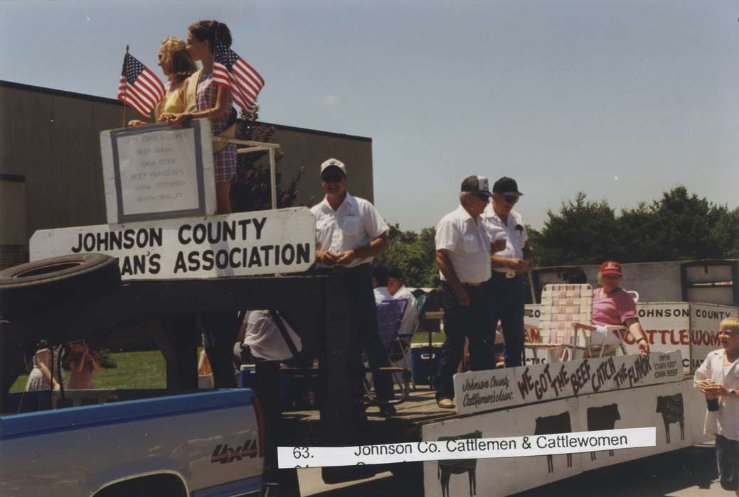 parade, fourth of july, Farms, cattle, Fairs and Festivals, Holidays, Johnson County Historical Society, parade float, beef