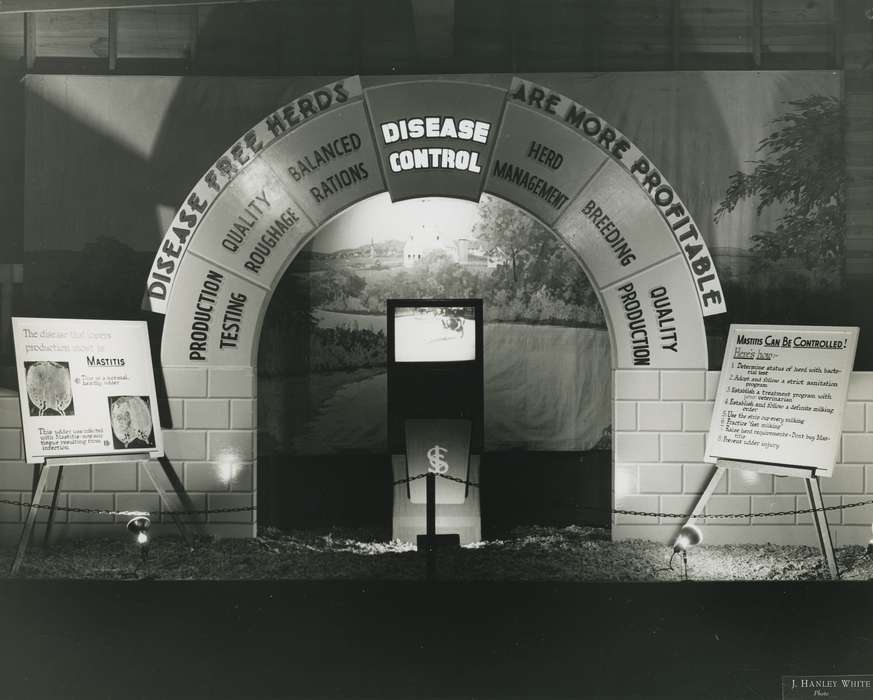 Photos, historic, Grout Museum of History and Science, United States, Iowa, arch, backdrop, Black Hawk, Fairs and Festivals, Farming Equipment, ia, cattle congress, history, mastitis, Waterloo, IA, display, national cattle congress
