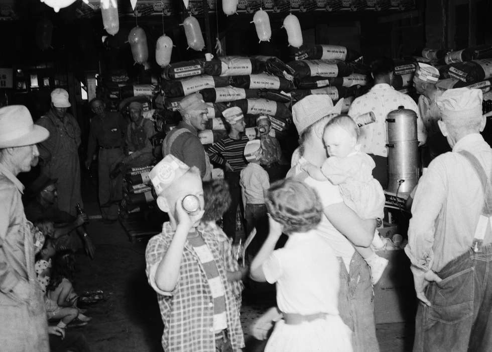 IA, historic, Coon Rapids, Families, soda pop, balloons, children, infant, Leisure, Iowa, United States, Photos, Labor and Occupations, paper hats, history, ia, Coon Rapids Enterprise, Children