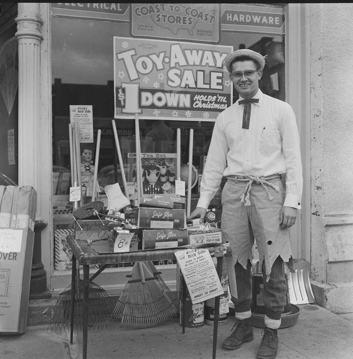 Businesses and Factories, Portraits - Individual, Iowa, IA, United States, Photos, historic, Labor and Occupations, costume, toy store, Coon Rapids, history, ia, Coon Rapids Enterprise, sale