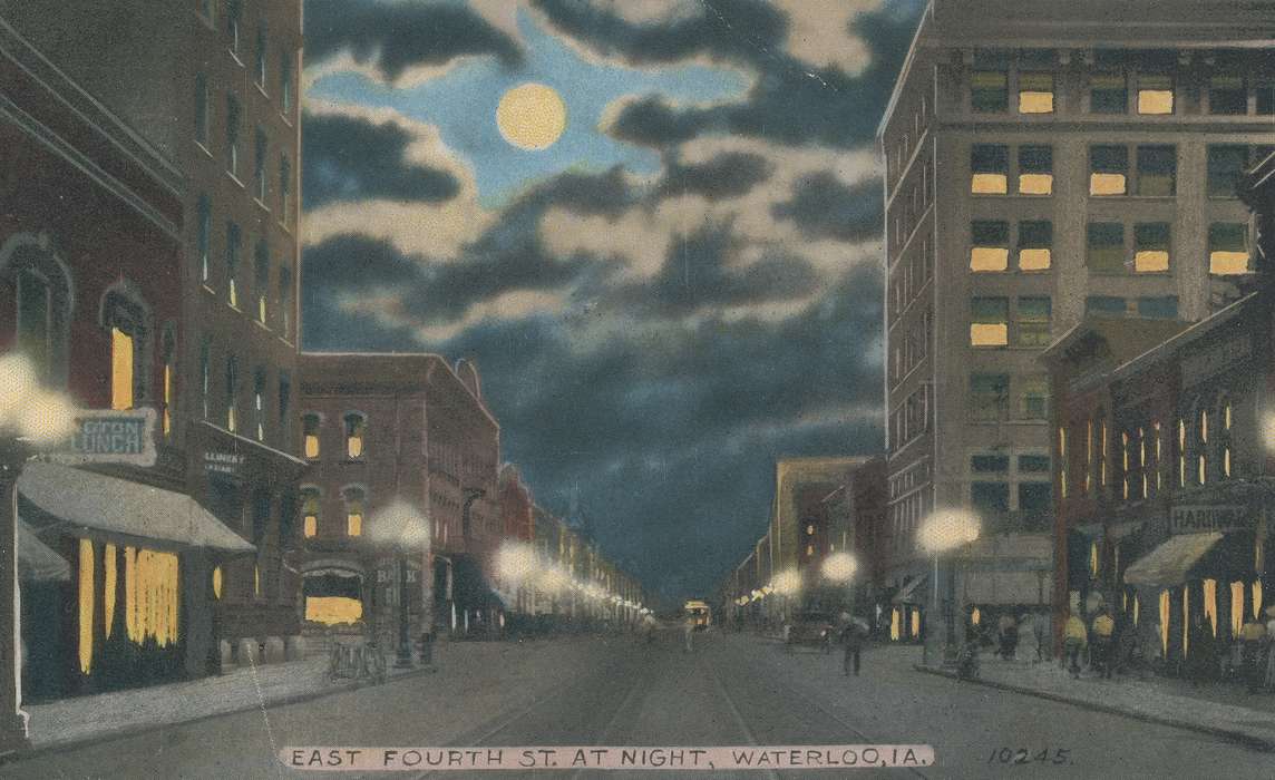 street, ia, IA, history, postcard, historic, Waterloo, Cities and Towns, Olsson, Ann and Jons, Iowa, Black Hawk, United States, Photos