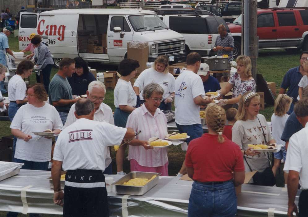 correct date needed, Waverly Public Library, women, outdoors, outside, Iowa, historic, Bremer, Photos, history, Fairs and Festivals, food, family, Waverly, Food and Meals, United States, unknown context, ia, IA, men, crowd