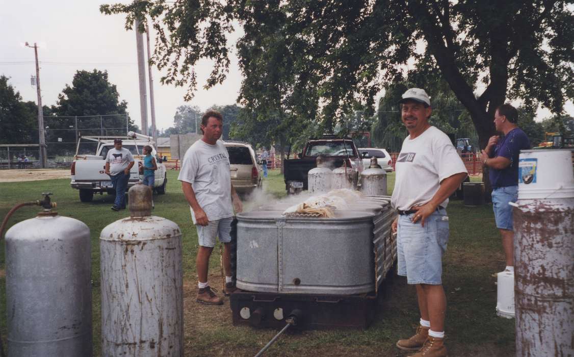 correct date needed, Waverly Public Library, outdoor cooking, Iowa, historic, Bremer, Photos, grilling, softball field, Fairs and Festivals, history, Waverly, Food and Meals, United States, unknown context, ia, IA, men