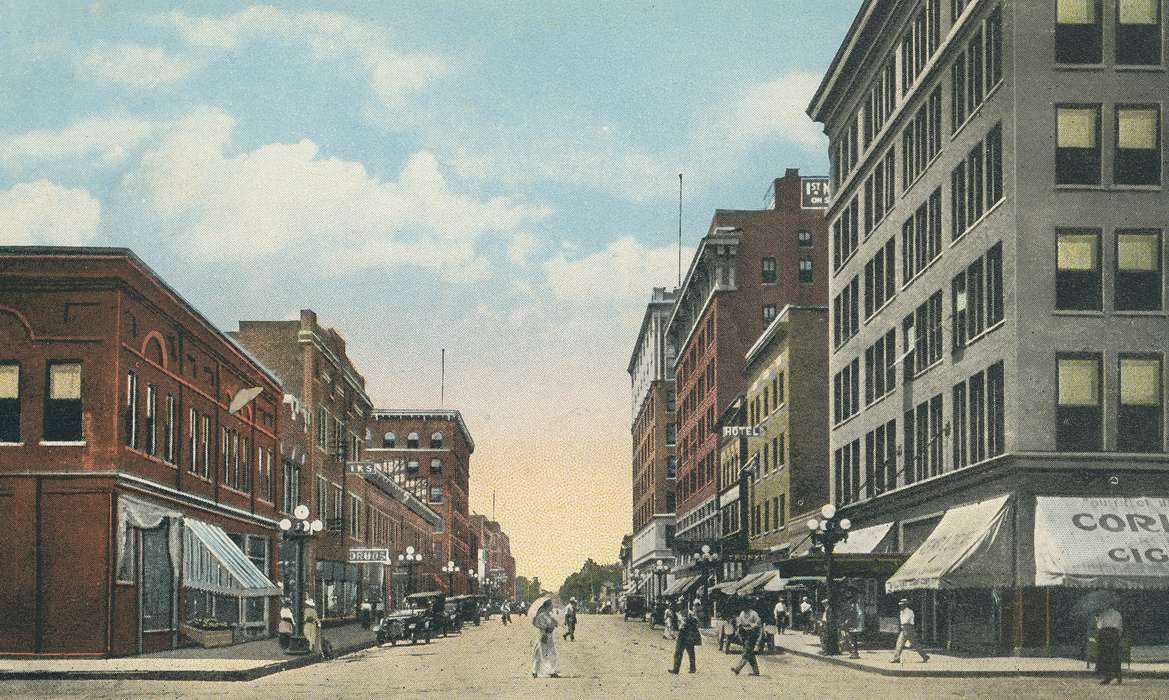 street, ia, IA, history, postcard, historic, Waterloo, Cities and Towns, Olsson, Ann and Jons, Iowa, Black Hawk, United States, Photos