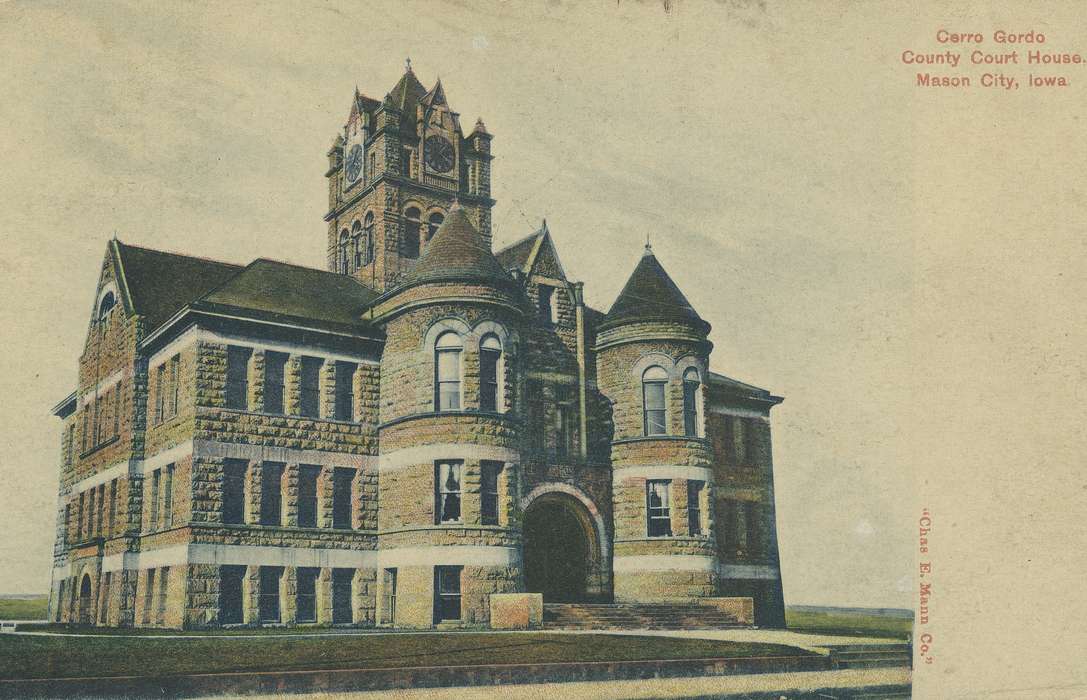 postcard, court house, history of Iowa, Shaulis, Gary, Civic Engagement, Iowa, Iowa History