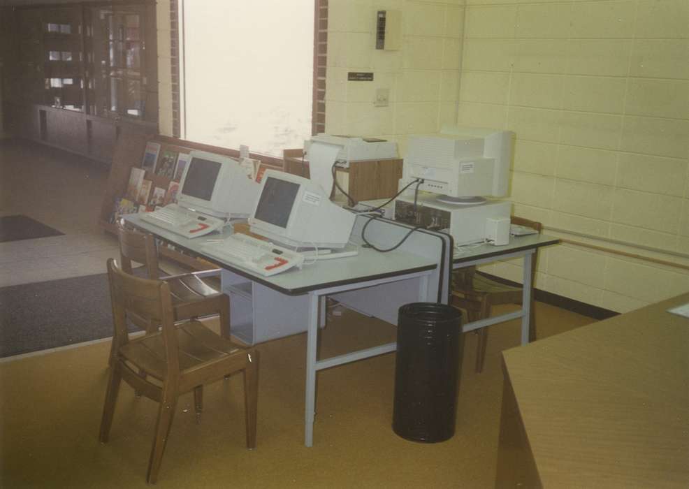 printer, desktop computer, Waverly Public Library, chairs, desks, Iowa History, Iowa, Leisure, history of Iowa
