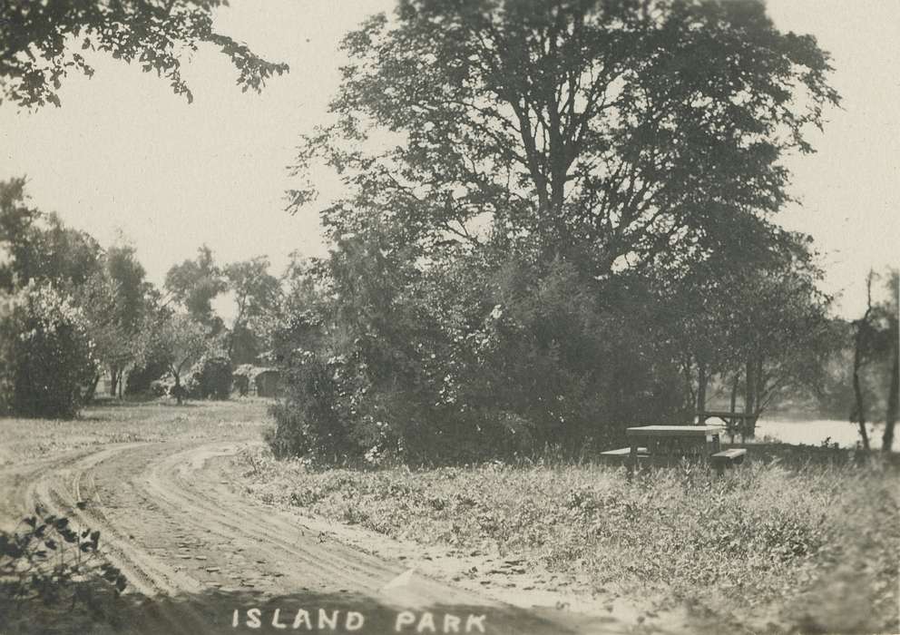 park, IA, City of Cedar Falls, dirt road, Landscapes, Black Hawk, Iowa, picnic table, Cedar Falls, United States, ia, historic, tree, Photos, history