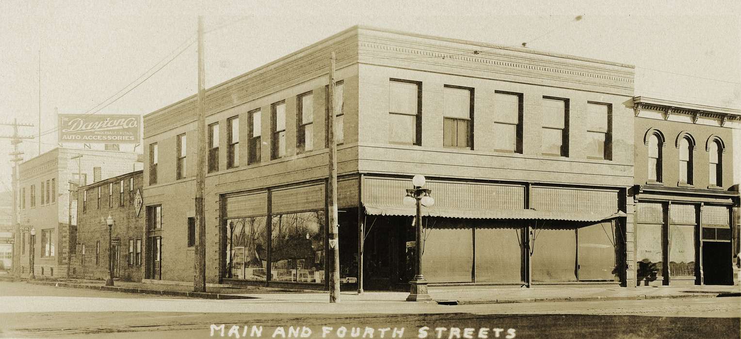 street lamp, IA, City of Cedar Falls, Black Hawk, historic, Iowa, Cedar Falls, United States, Photos, ia, brick building, Businesses and Factories, Cities and Towns, automotive supply, Main Streets & Town Squares, history