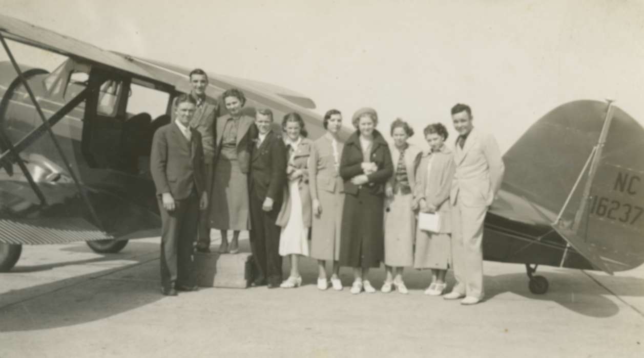 airport, Ames, IA, Iowa History, Iowa, history of Iowa, Portraits - Group, Motorized Vehicles, airplane, Maharry, Jeanne
