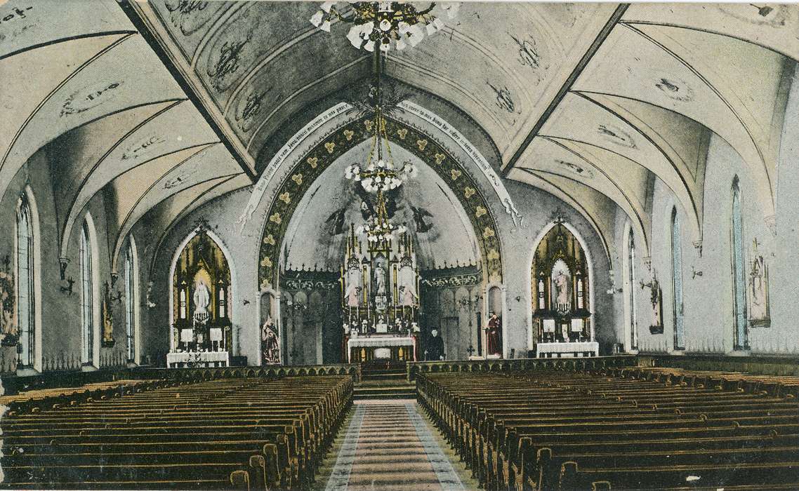 catholic church, ia, IA, history, postcard, Religious Structures, Waterloo, historic, church, Olsson, Ann and Jons, Iowa, Black Hawk, United States, Photos