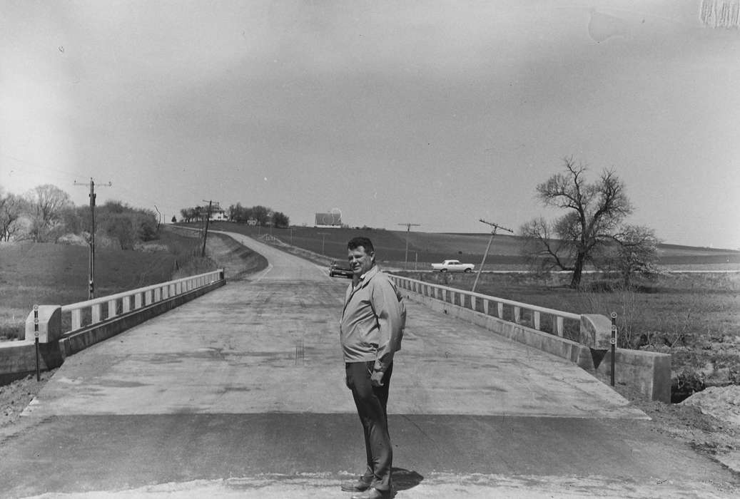 Portraits - Individual, adult man, bridge, United States, history, ia, Photos, car, Coon Rapids Enterprise, historic, Iowa, IA, Coon Rapids, Farms