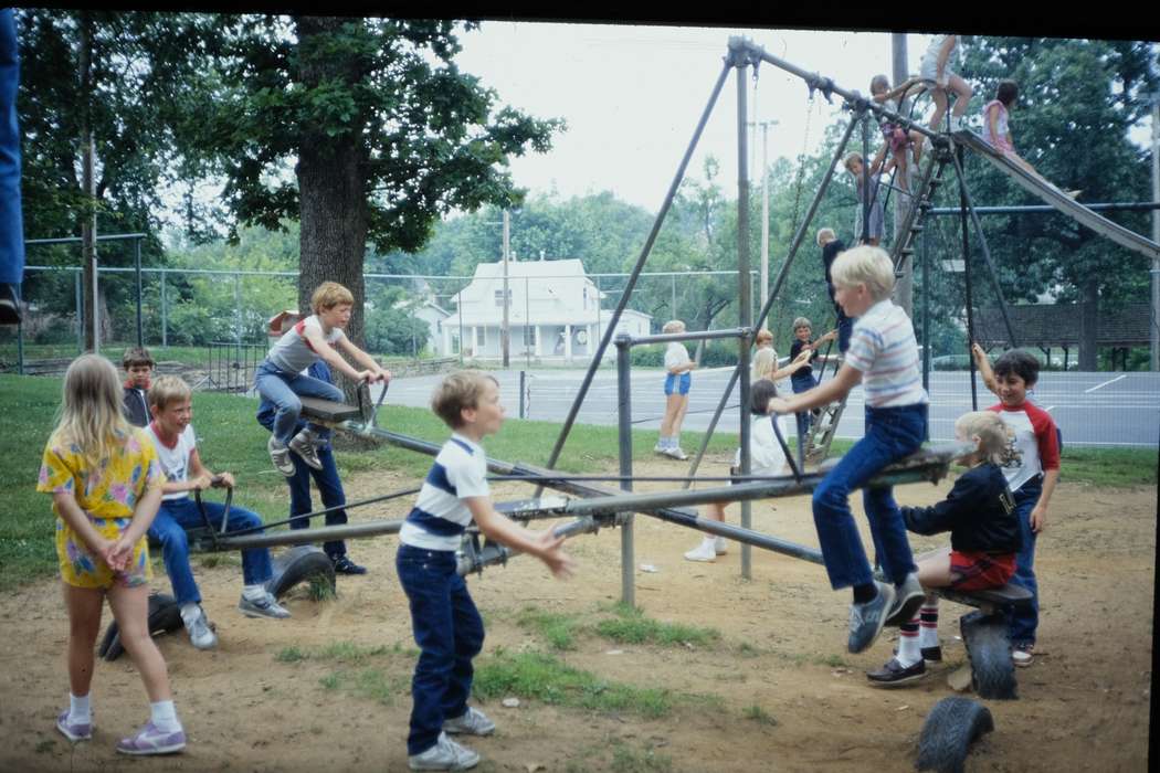 playground equipment, Children, playing, see-saw, Travel, history, Iowa, Coon Rapids Enterprise, boy, playground, swing set, Photos, Leisure, teeter totter, girl, ia, United States, MO, historic