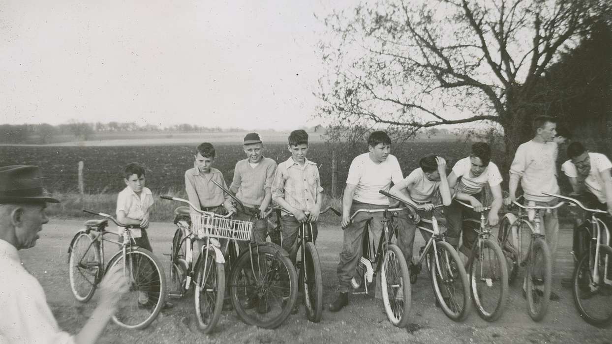 bicycle, Children, Webster City, IA, history of Iowa, Iowa History, McMurray, Doug, bike, hat, boy scout, field, Outdoor Recreation, Iowa