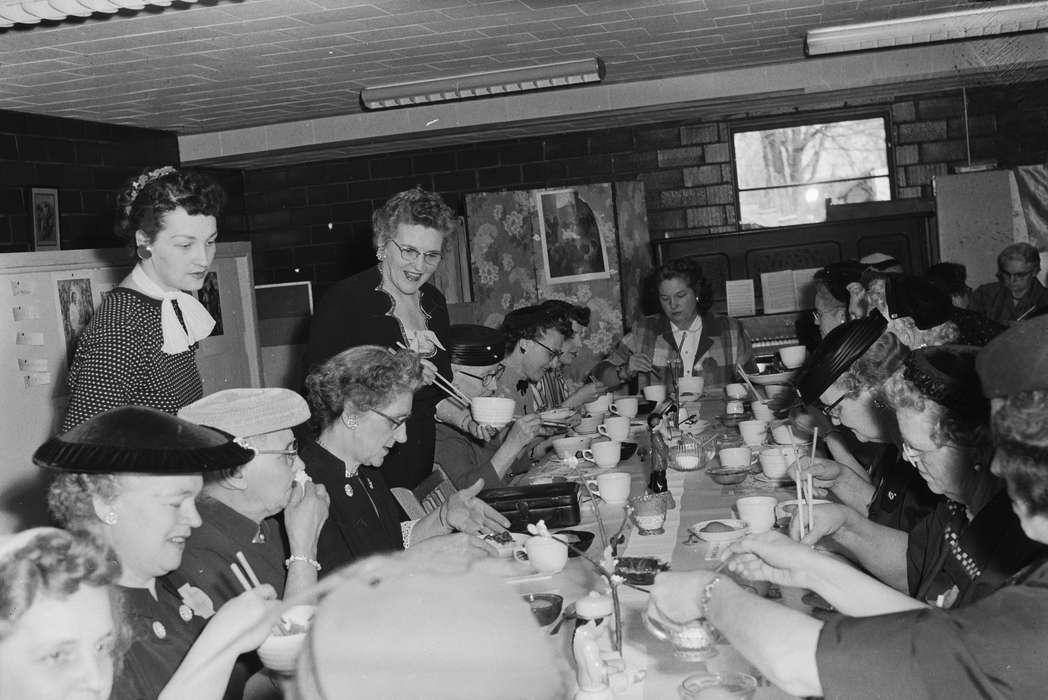 luncheon, Iowa, IA, United States, Food and Meals, Photos, historic, hats, Coon Rapids, chopsticks, history, piano, Religious Structures, ia, Coon Rapids Enterprise, women, tea cup