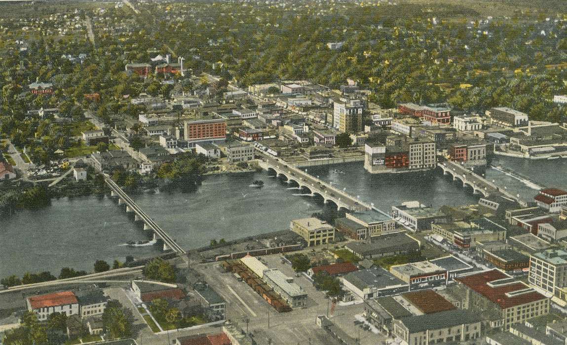 Aerial Shots, ia, river, IA, history, postcard, historic, Cities and Towns, Waterloo, Olsson, Ann and Jons, Iowa, Black Hawk, United States, Photos