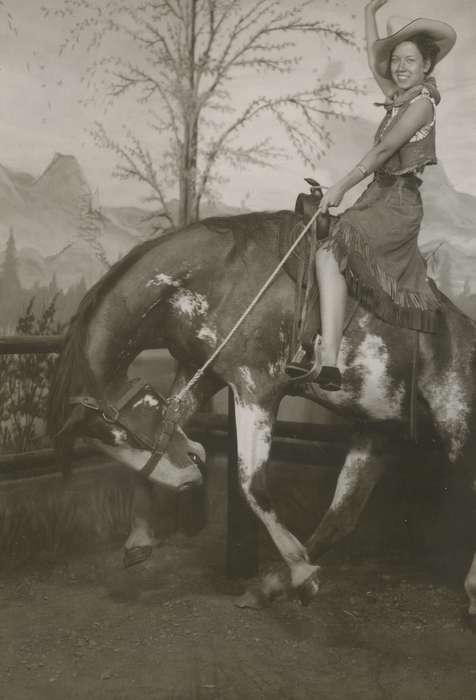 horse, history of Iowa, hat, West Union, IA, Travel, Portraits - Individual, cowgirl, Iowa, Iowa History, Fink-Bowman, Janna