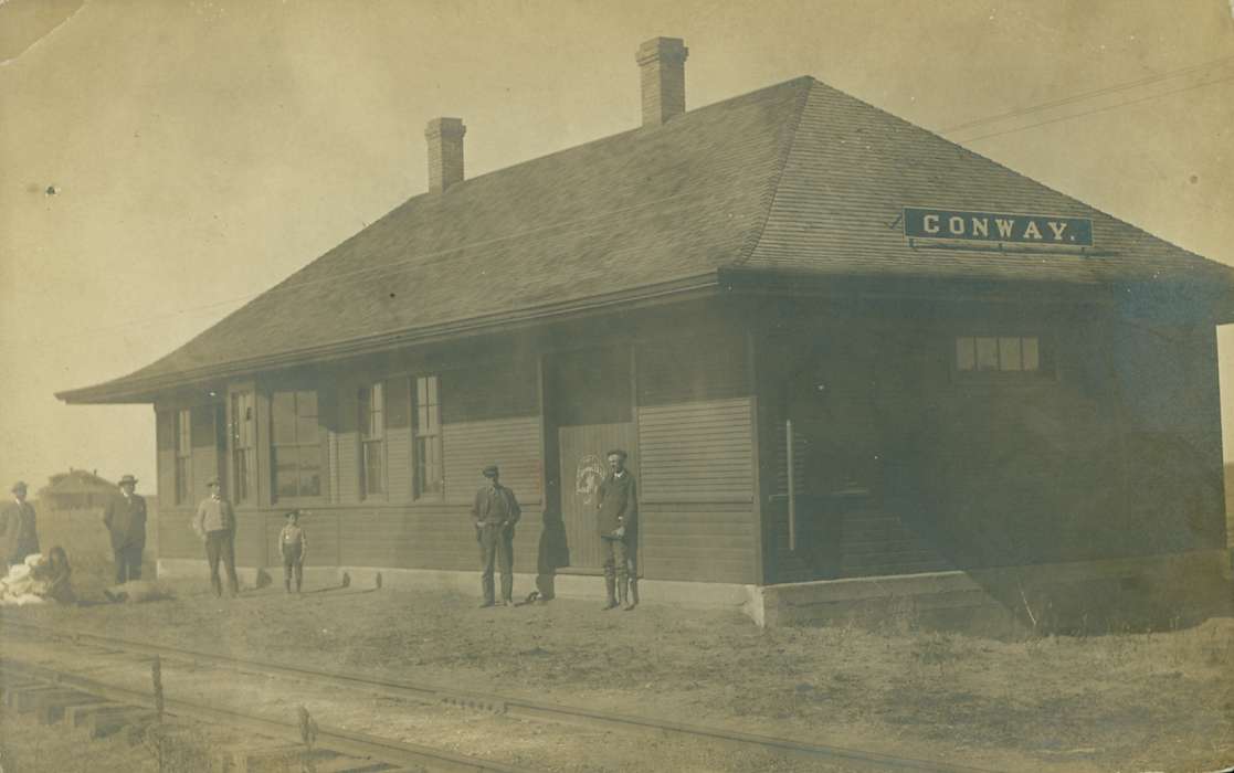 Train Stations, Lemberger, LeAnn, Iowa, depot, Iowa History, Conway, IA, history of Iowa, train track