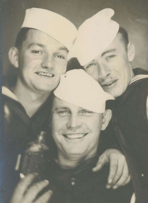 sailor hat, Iowa History, Military and Veterans, Portraits - Group, uniform, Des Moines, IA, Campopiano Von Klimo, Melinda, correct date needed, Iowa, history of Iowa, sailor, smile