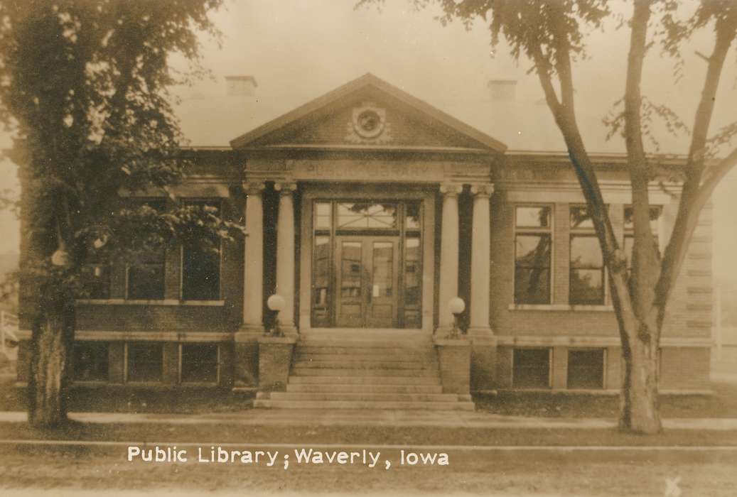 library, correct date needed, Businesses and Factories, Cities and Towns, Iowa, history of Iowa, Waverly Public Library, Iowa History