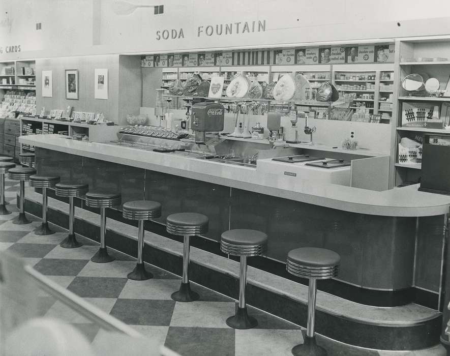 counter, soda fountain, Waverly Public Library, tap, Iowa, Iowa History, valentine's, soda, diner, history of Iowa, cocacola