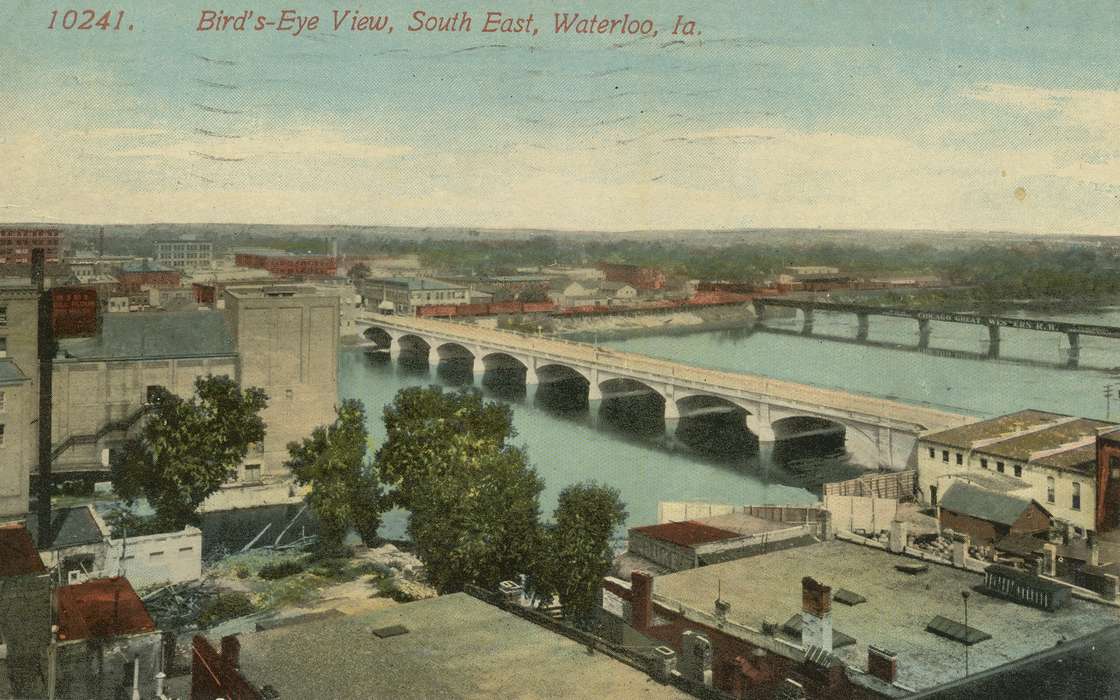 ia, river, IA, history, postcard, bridge, Cities and Towns, Waterloo, historic, Lakes, Rivers, and Streams, Olsson, Ann and Jons, Iowa, Black Hawk, United States, Photos