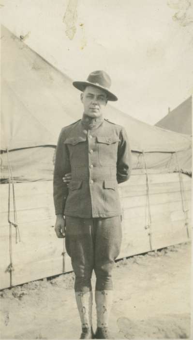 uniform, Moore, Merlin, wwi, Portraits - Individual, army, history of Iowa, Iowa History, Military and Veterans, Iowa