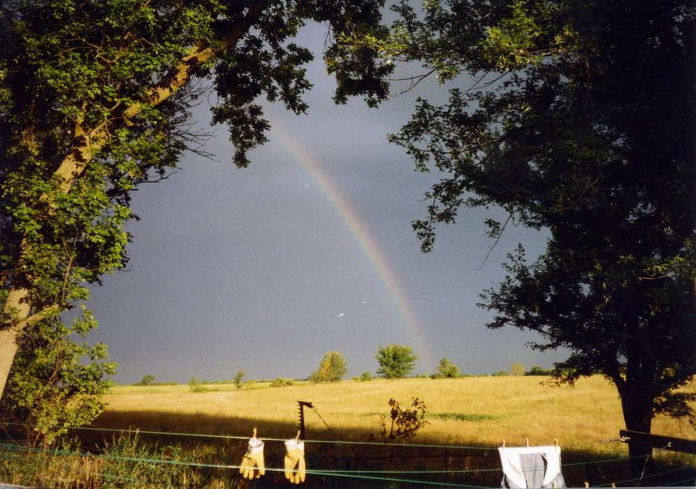 Landscapes, rainbow, weather, Boylan, Margie, Iowa History, field, Iowa, Murray, IA, history of Iowa, clothesline