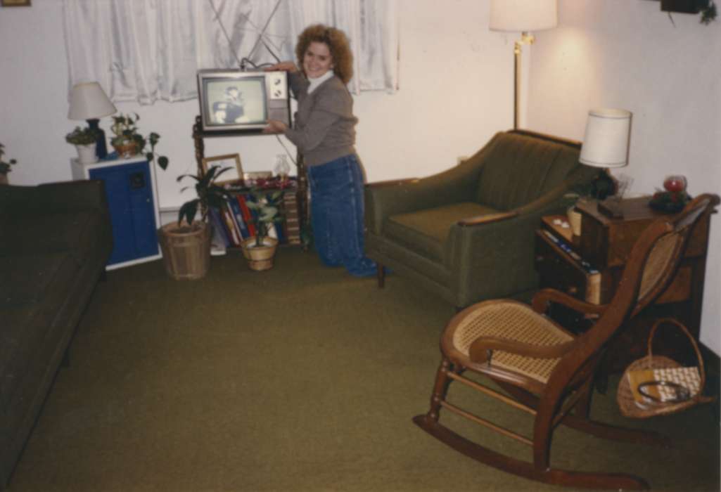 Homes, home, Portraits - Individual, living room, Iowa History, Bartlett, Elizabeth, Iowa, tv, Leisure, television, Waterloo, IA, history of Iowa