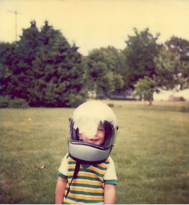 astronaut, history of Iowa, Children, Lang, Mavis, Portraits - Individual, Iowa History, New Hampton, IA, Iowa, helmet