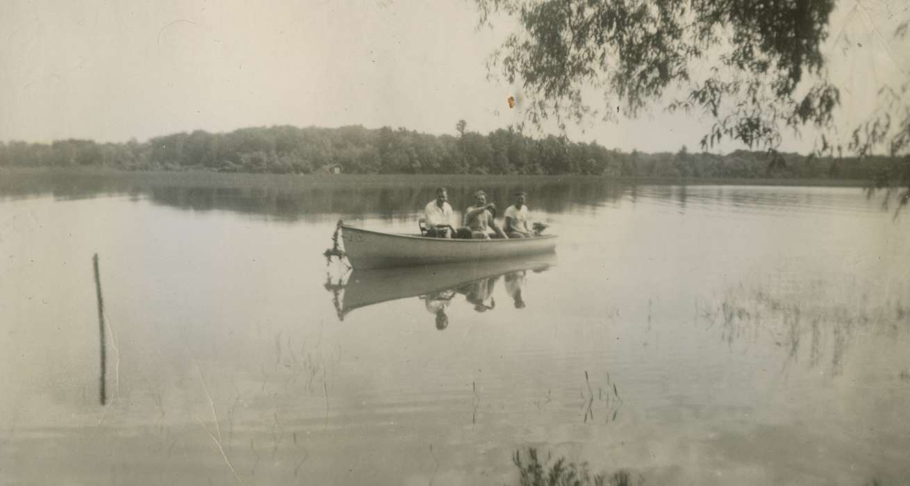Knutsen, Harry & Char, Iowa History, Stockton, IA, fishing, history of Iowa, Portraits - Group, Outdoor Recreation, Lakes, Rivers, and Streams, boat, Iowa