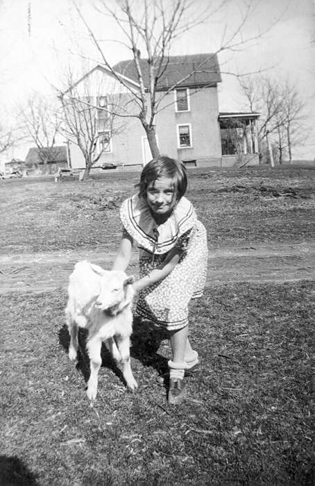Farms, Animals, Iowa History, history of Iowa, Iowa, Mason City, IA, Brockmeyer, Janet, Portraits - Individual, goat, Children