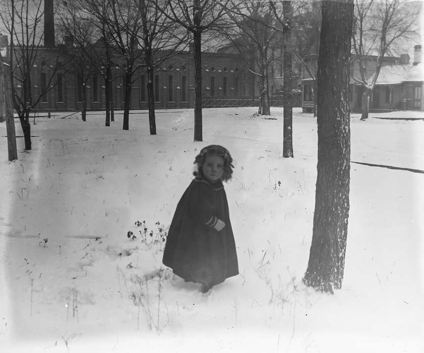 history of Iowa, Cities and Towns, Portraits - Individual, Children, Winter, Iowa History, Iowa, IA, snow, Anamosa Library & Learning Center