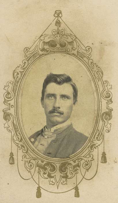 mustache, history of Iowa, vest, Portraits - Individual, Iowa, Iowa History, Olsson, Ann and Jons, Decorah, IA, man, carte de visite