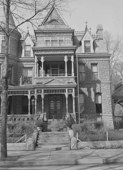 Iowa, victorian, brick home, Homes, history of Iowa, Iowa History, house, Library of Congress, tower