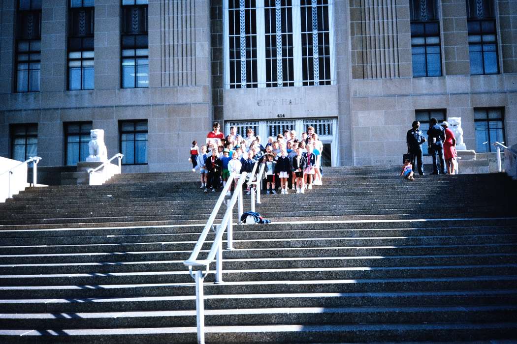 steps, city hall, stone building, ia, Iowa, Coon Rapids Enterprise, Children, United States, Businesses and Factories, Travel, front steps, second grade missouri trip, history, Photos, Portraits - Group, missouri trip, historic, MO, school trip
