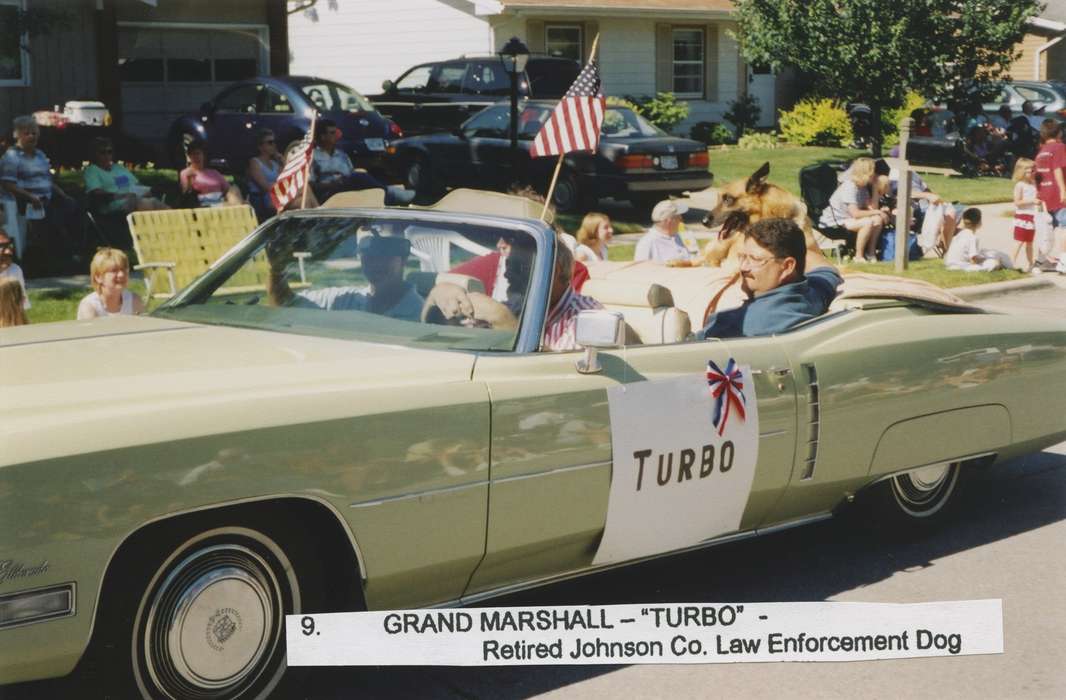 Motorized Vehicles, police dog, Animals, parade, fourth of july, cadillac eldorado, Fairs and Festivals, Holidays, german shepherd, Johnson County Historical Society
