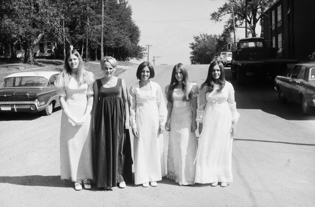 Portraits - Group, young women, history, Photos, Children, Iowa, IA, dress, dresses, Cities and Towns, United States, ia, Main Streets & Town Squares, Leisure, Coon Rapids Enterprise, historic, cars, Coon Rapids, dressed up