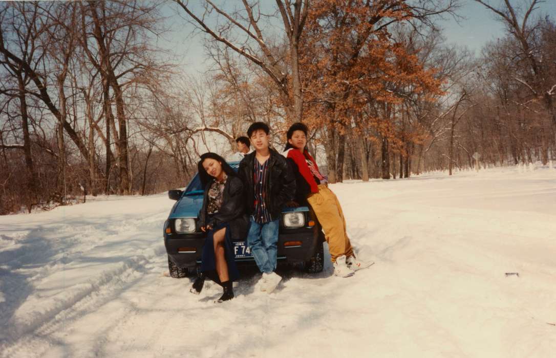 Winter, Iowa History, Danville, IA, car, Portraits - Group, teens, snow, Pounsavan, Aaron, Iowa, history of Iowa, Motorized Vehicles