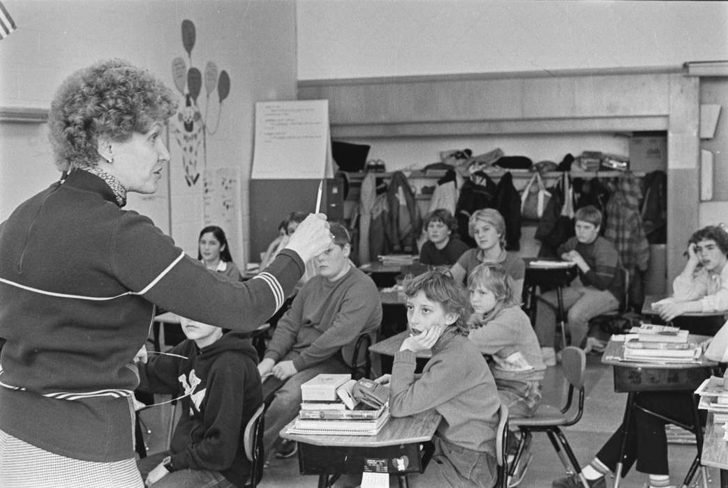 Coon Rapids Enterprise, Coon Rapids, historic, Winter, Schools and Education, school supplies, ia, teacher, school desk, Iowa, United States, Labor and Occupations, Children, students, history, Photos, IA, classroom