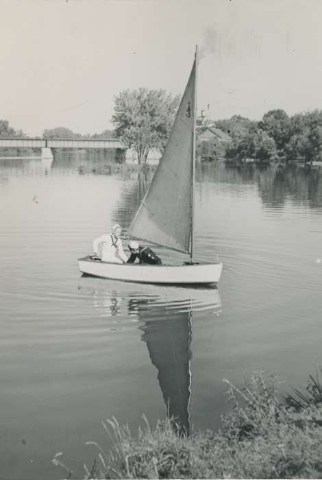 Military and Veterans, sailboat, correct date needed, Waverly Public Library, Outdoor Recreation, Iowa History, cedar river, Lakes, Rivers, and Streams, Iowa, Leisure, history of Iowa, IA, sailors
