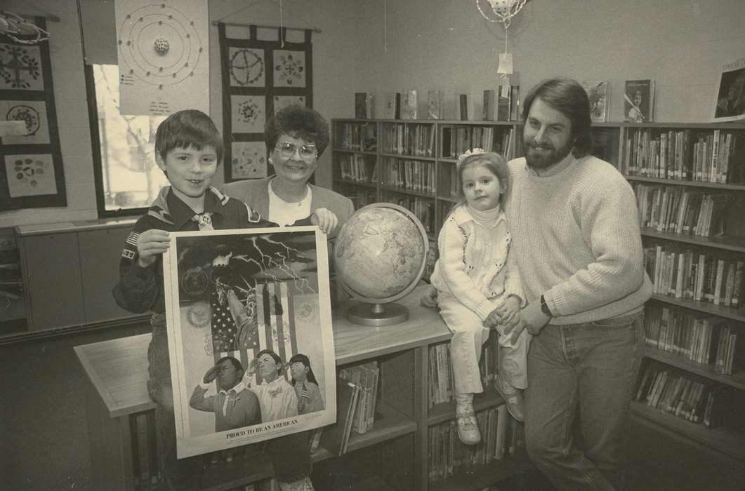 Children, Portraits - Group, smile, Schools and Education, hair, Iowa History, Waverly Public Library, Iowa, glasses, history of Iowa, globe, outfit, poster, Waverly, IA, book shelf, book