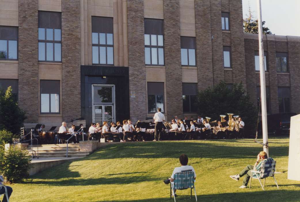 Leisure, Iowa, Outdoor Recreation, Waverly Public Library, conductor, Entertainment, lawn, band, Iowa History, history of Iowa, lawn chair, Cities and Towns