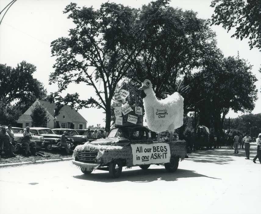Iowa History, parade, Fairs and Festivals, Iowa, history of Iowa, Waverly Public Library, parade float
