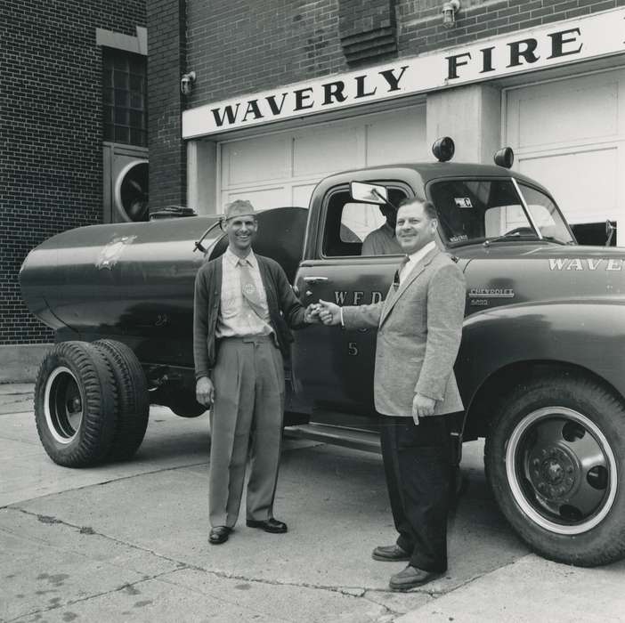 fire department, history of Iowa, fire truck, Waverly Public Library, Iowa, Waverly, IA, Labor and Occupations, Iowa History