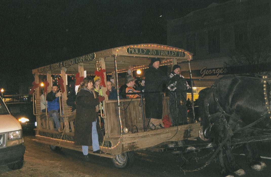 Winter, history of Iowa, horse and cart, Iowa History, trolley, Waverly Public Library, correct date needed, Iowa, horse drawn wagon