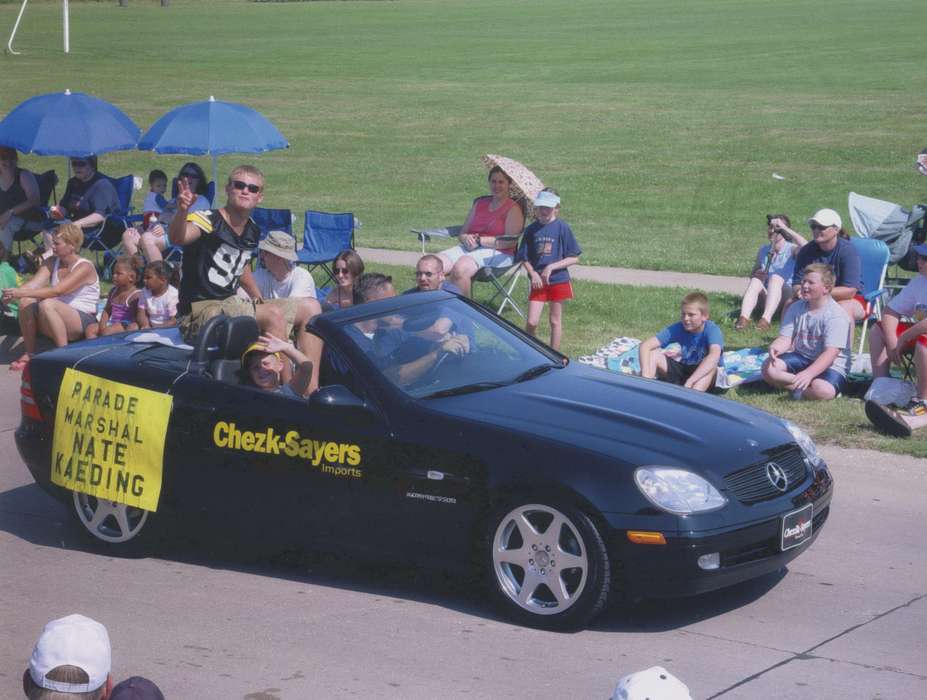 Motorized Vehicles, convertible, parade, fourth of july, Fairs and Festivals, Holidays, iowa football, football players, Johnson County Historical Society, Sports